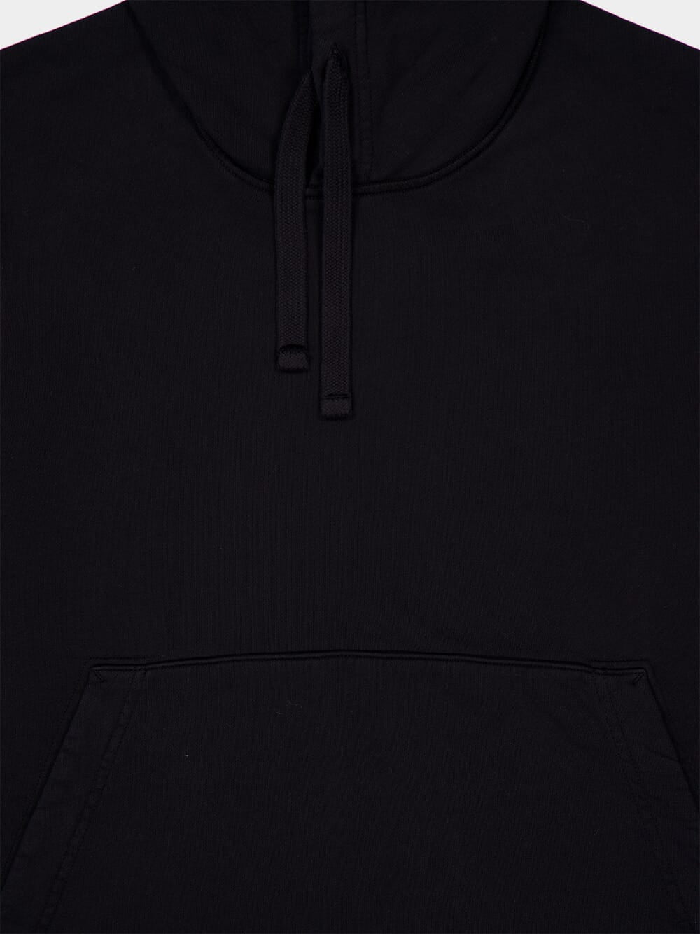 Black Cotton Fleece Hooded Sweatshirt