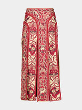 Alémais Red Kenny Folk Floral Midi Skirt