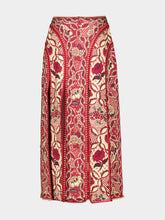 Alémais Red Kenny Folk Floral Midi Skirt