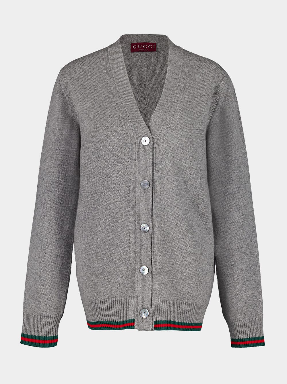 Grey Wool and Cashmere Cardigan with Web