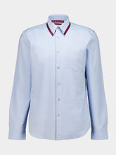 Gucci Pale Blue Oxford Cotton Shirt with Web Collar