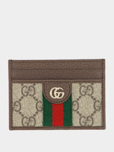 Gucci Beige GG Canvas Card Holder with Web Stripe