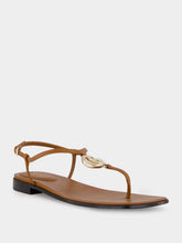 Gucci Brown Leather Flat Sandals with Interlocking G