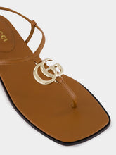 Gucci Brown Leather Flat Sandals with Interlocking G