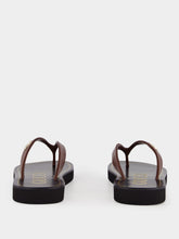 Gucci Brown Leather Flat Sandals with Interlocking G