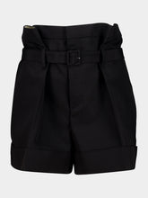 Saint Laurent Black Mohair and Wool Tailored Paperbag Shorts