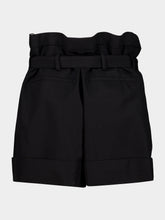 Saint Laurent Black Mohair and Wool Tailored Paperbag Shorts