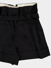 Saint Laurent Black Mohair and Wool Tailored Paperbag Shorts
