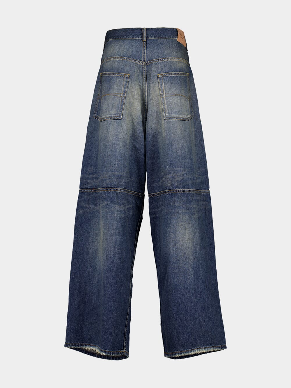 Indigo Blue Logo-Patch Wide-Leg Jeans