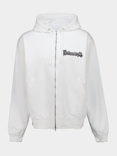 Balenciaga White Zip-Up Cotton Couture Hooded Sweatshirt