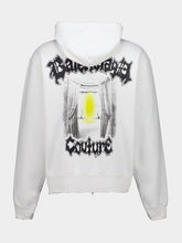 Balenciaga White Zip-Up Cotton Couture Hooded Sweatshirt