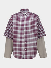 Balenciaga Red and Navy Checked Hybrid Shirt