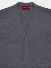 Gucci Dark Grey Wool Knit Cardigan with Web Trim