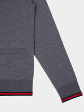Gucci Dark Grey Wool Knit Cardigan with Web Trim