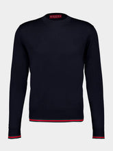 Gucci Dark Blue Wool Knit Sweater with Web