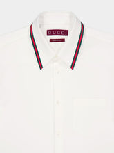Gucci White Oxford Shirt with Web Collar