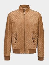 Gucci Camel Embossed GG Suede Bomber Jacket
