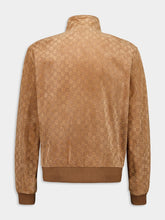 Gucci Camel Embossed GG Suede Bomber Jacket