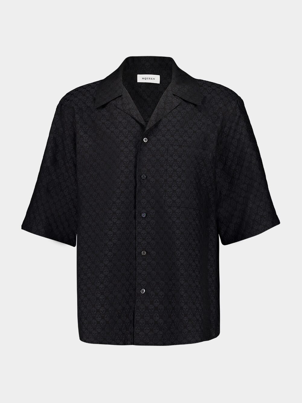 Black Jacquard Short-Sleeved Shirt