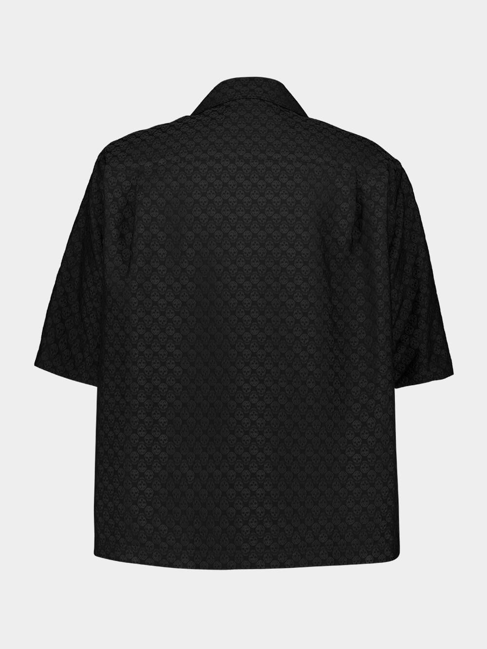 Black Jacquard Short-Sleeved Shirt