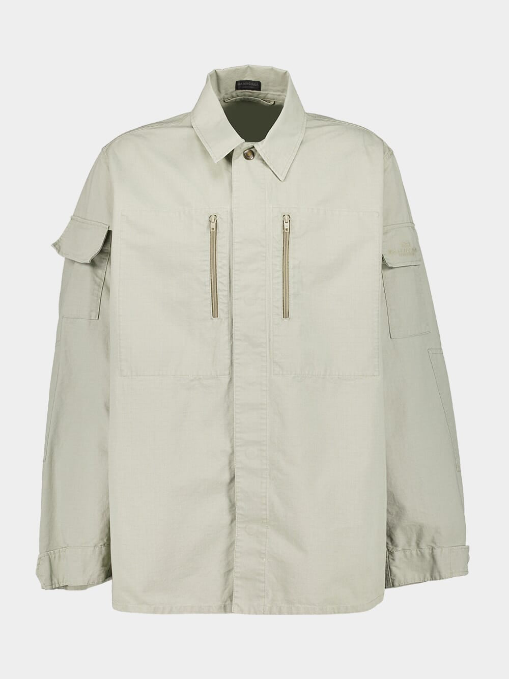 Beige Military Cotton Ripstop Shirt Jacket