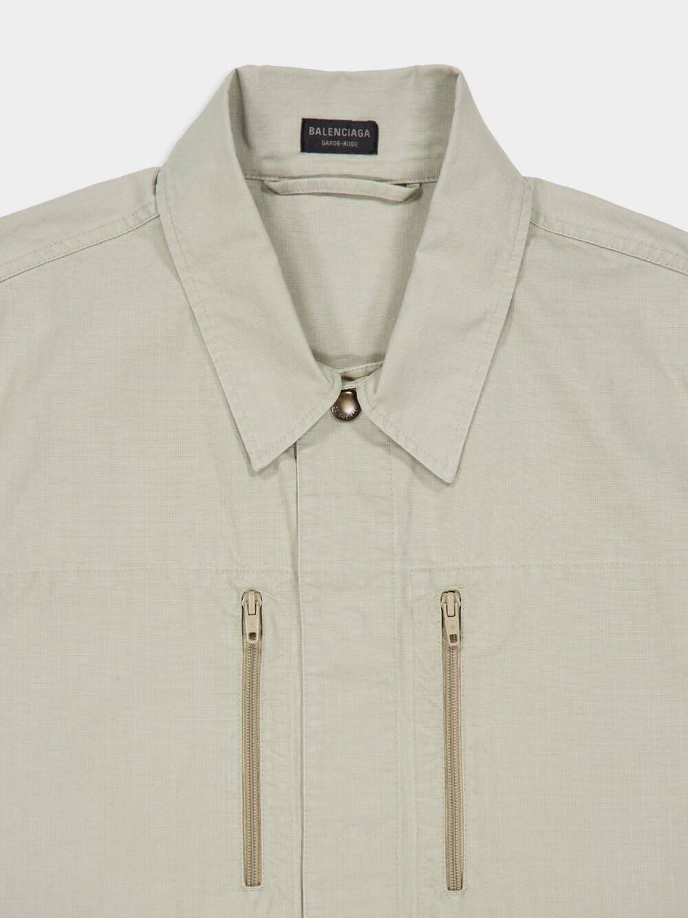 Beige Military Cotton Ripstop Shirt Jacket