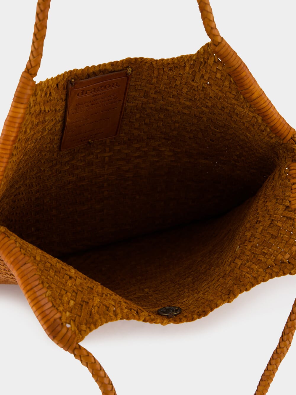 Camel Woven Leather Minga Tote Bag