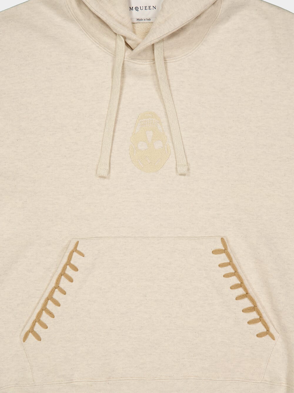 Skull Hooded Sweatshirt in Light Ivory