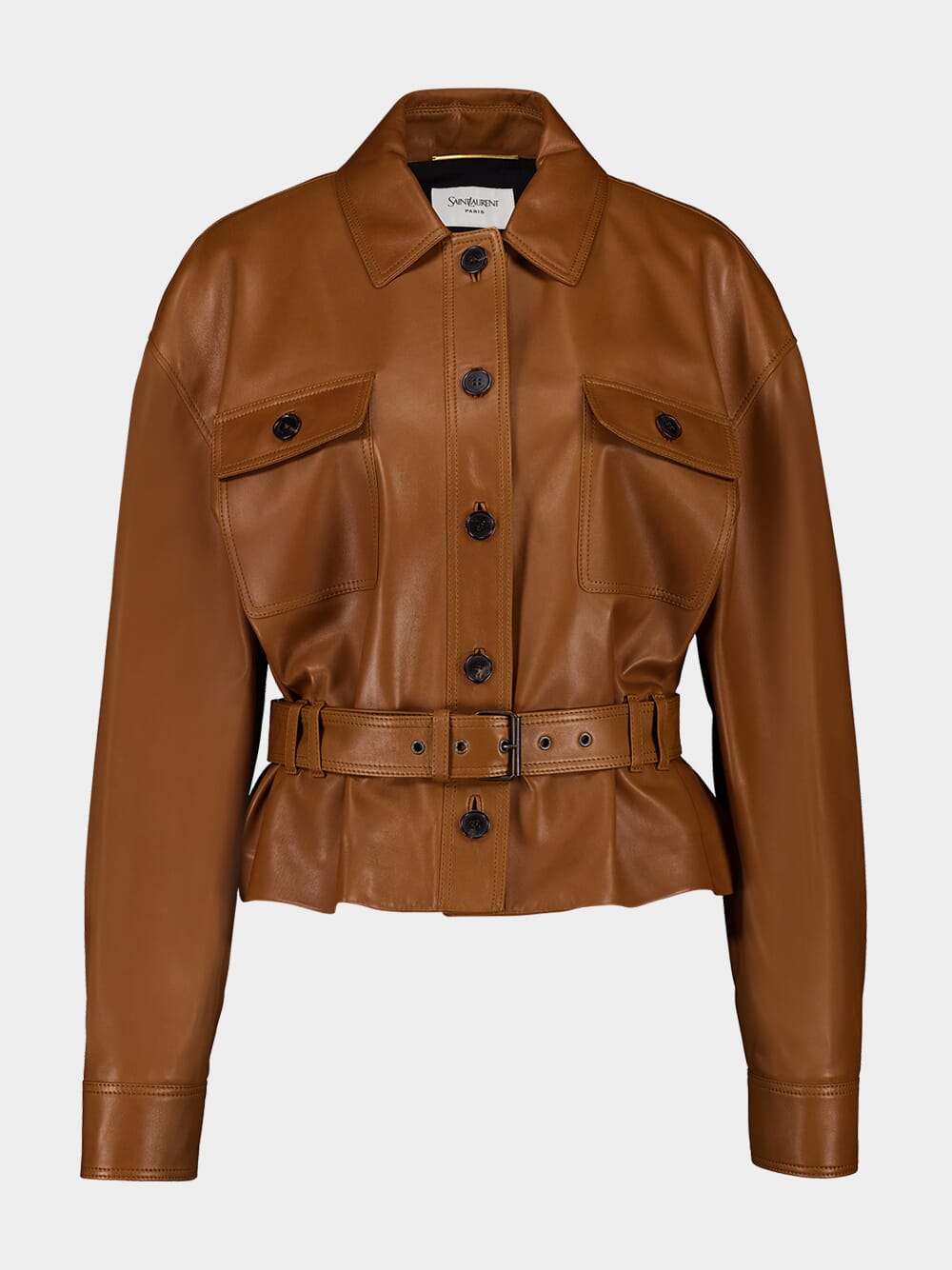 Marron Lambskin Short Safari Jacket