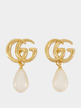 Gucci Gold GG Marmont Pearl Earrings