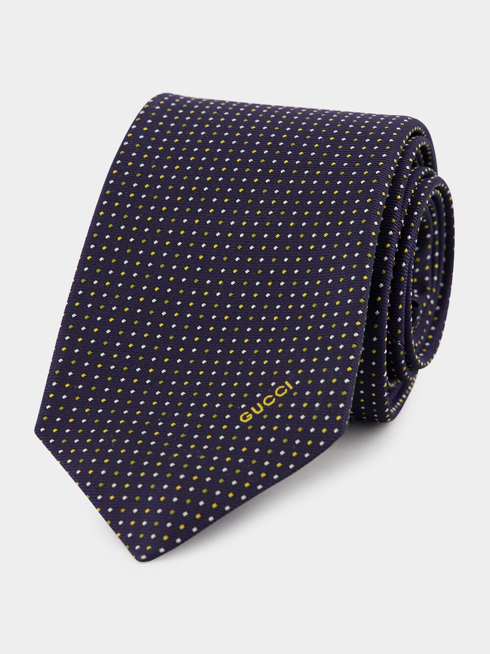 Dark Blue Gudots Jacquard Silk Tie