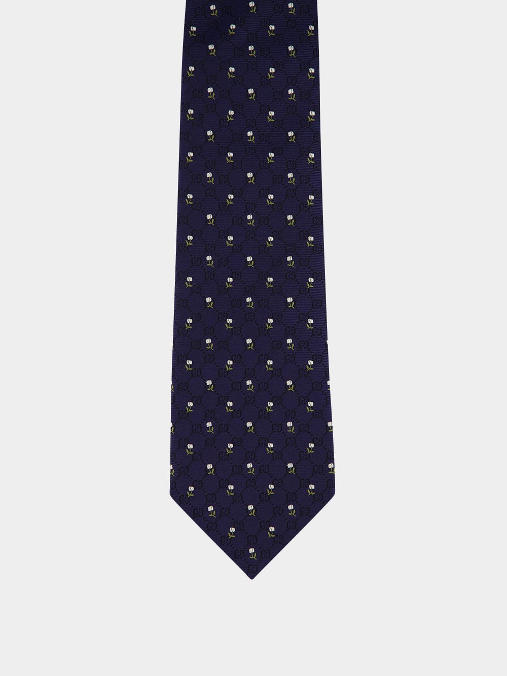 Dark Blue GG Floral Silk Tie