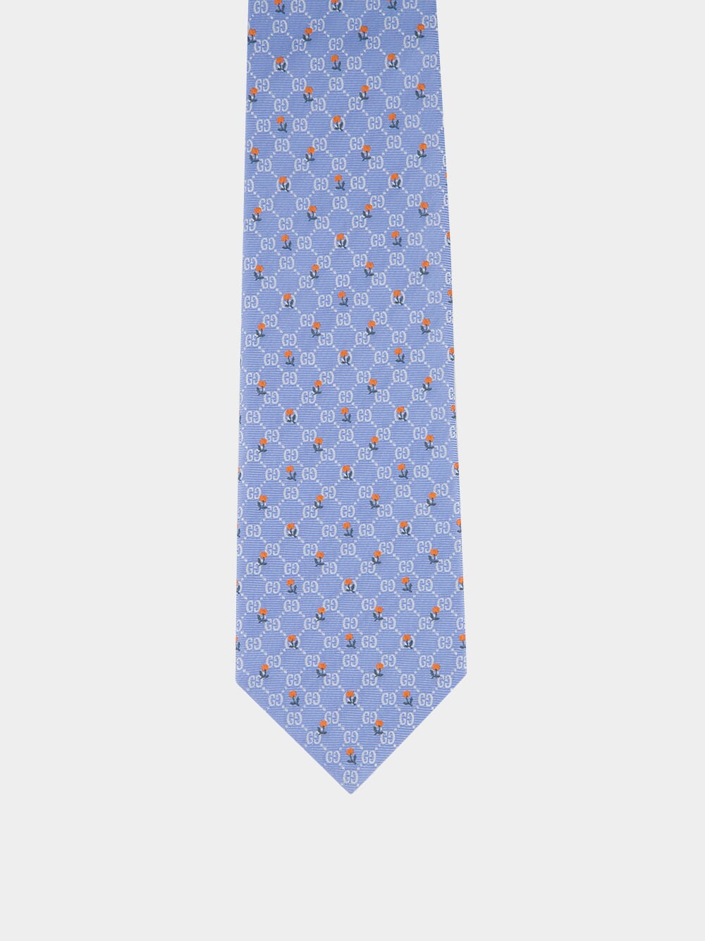 Light Blue GG Floral Silk Tie