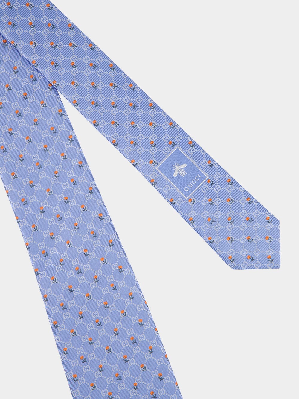 Light Blue GG Floral Silk Tie