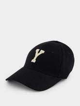Saint Laurent Black Y Varsity Cap in Gabardine