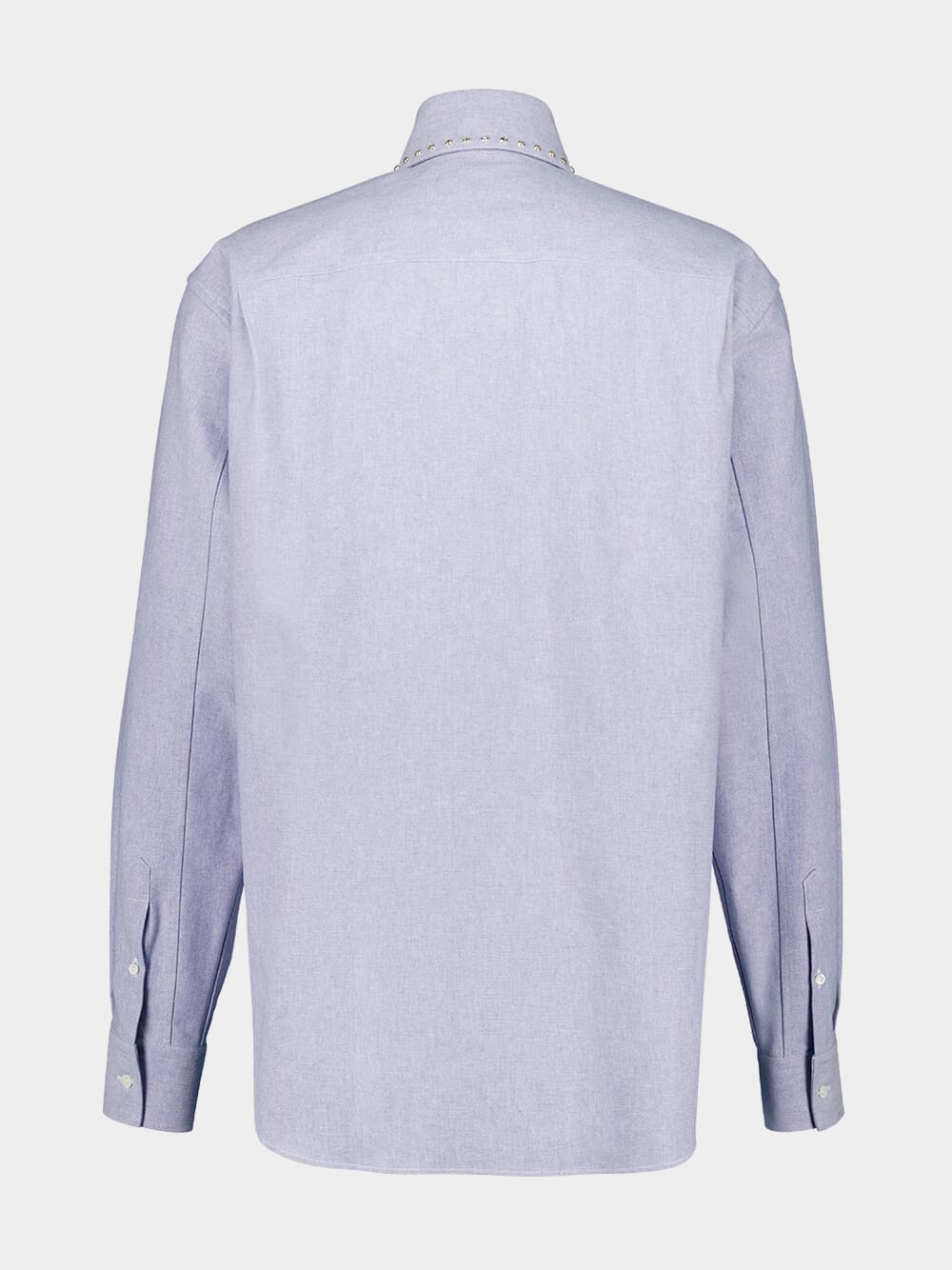 Blue Long-Sleeve Double Collar Cotton Shirt