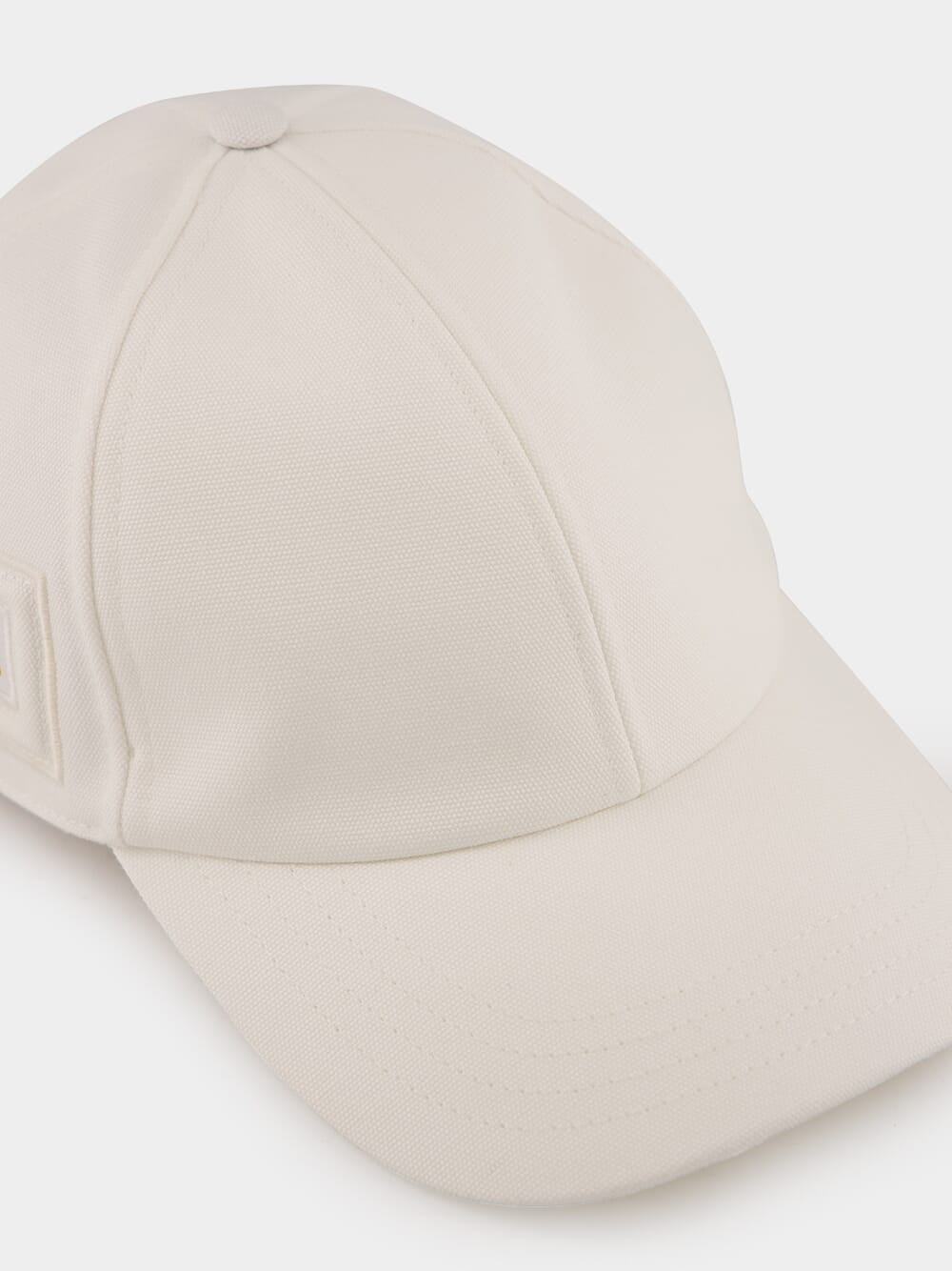 White Cotton Canvas Baseball Hat