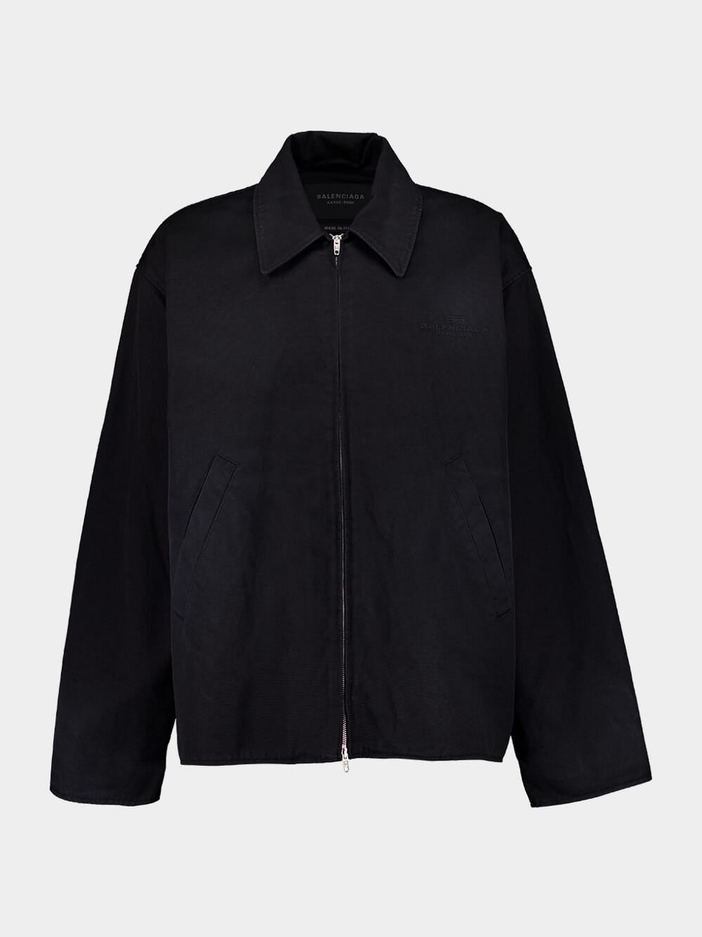 Black Zip-Up Jacket in Heavy Cotton