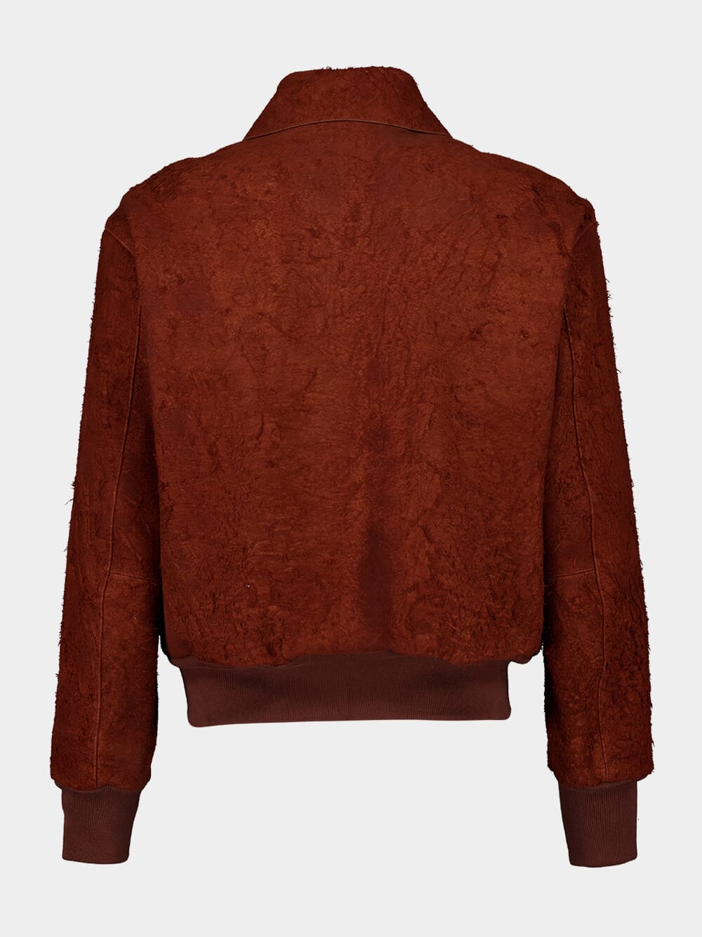 Brown Raw Suede Bomber Jacket