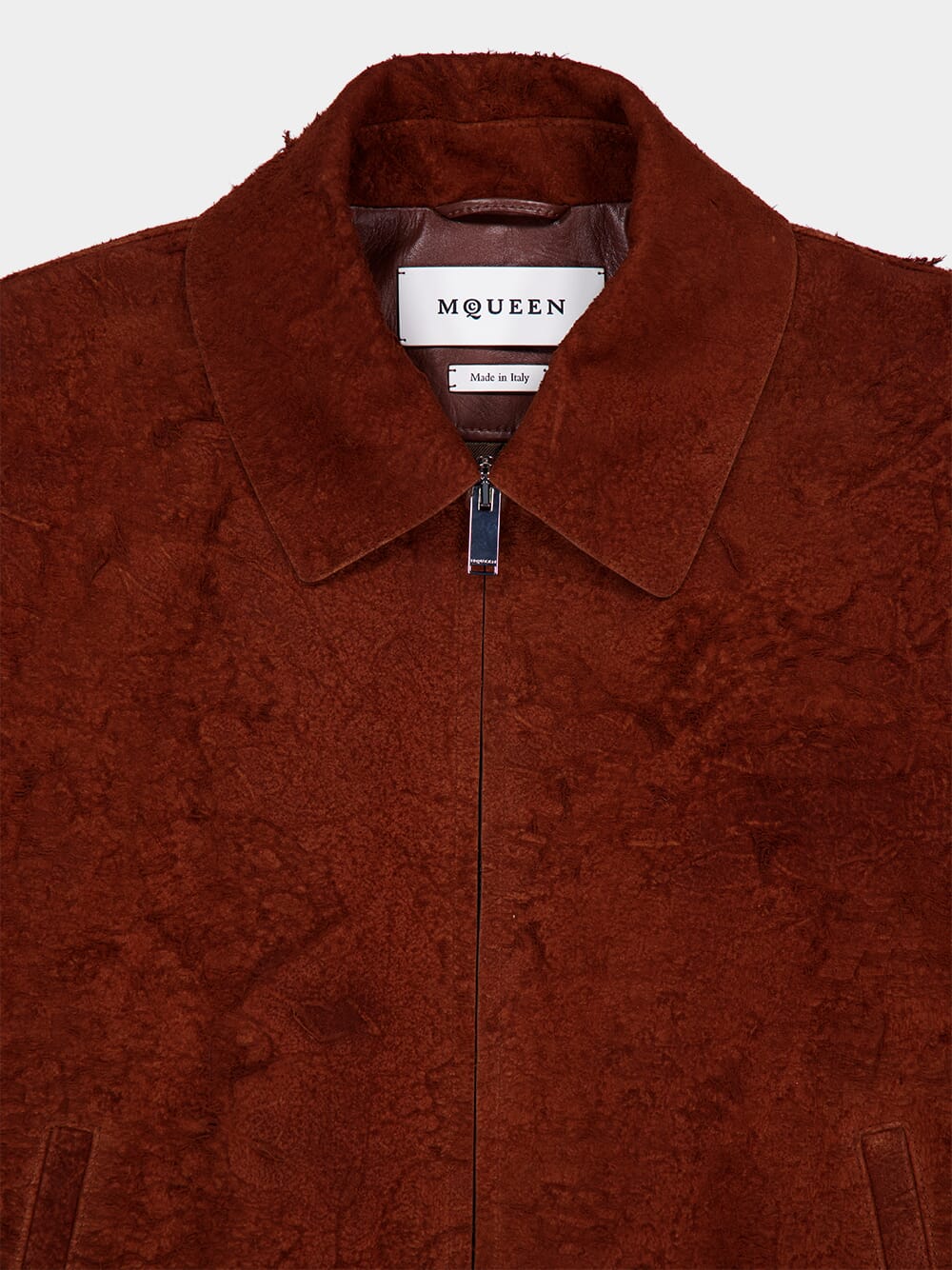 Brown Raw Suede Bomber Jacket