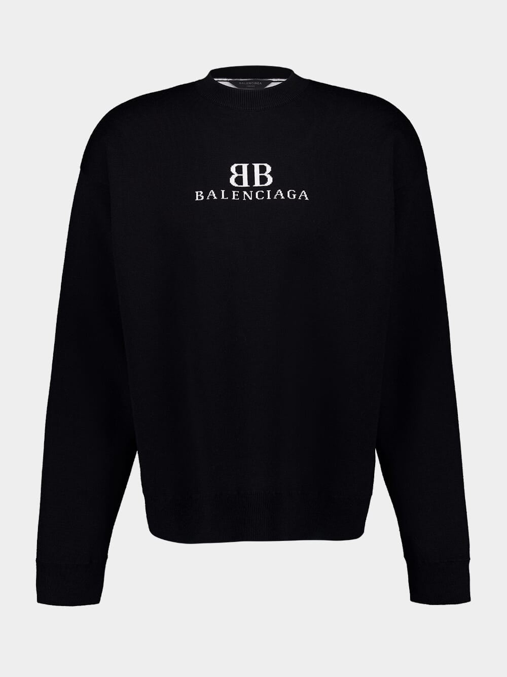 Black Wool Crewneck Sweater