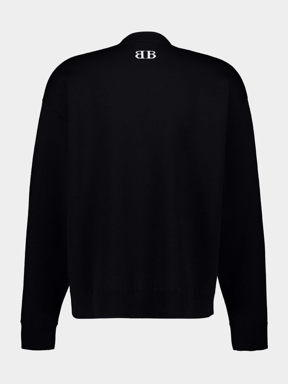 Black Wool Crewneck Sweater