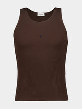 Saint Laurent Ecorce and Navy Cassandre Ribbed Cotton Tank Top