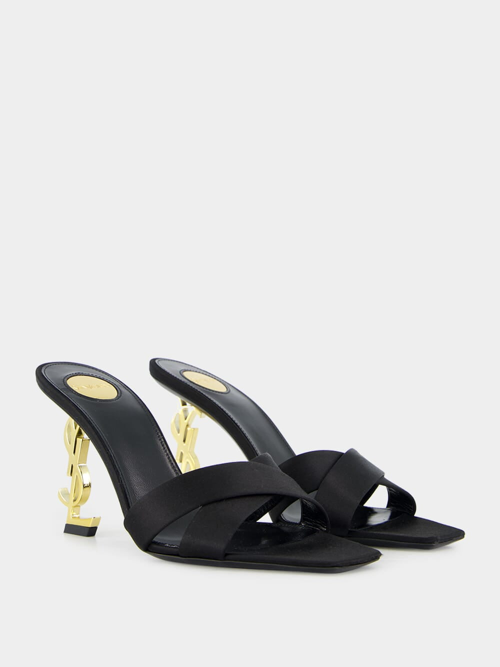 Black Opyum Satin Crepe Mules