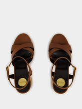 Saint Laurent Cognac Bianca Platform Sandals in Smooth Leather