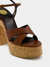 Saint Laurent Cognac Bianca Platform Sandals in Smooth Leather