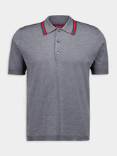 Gucci Dark Grey Wool Knit Polo Shirt with Web