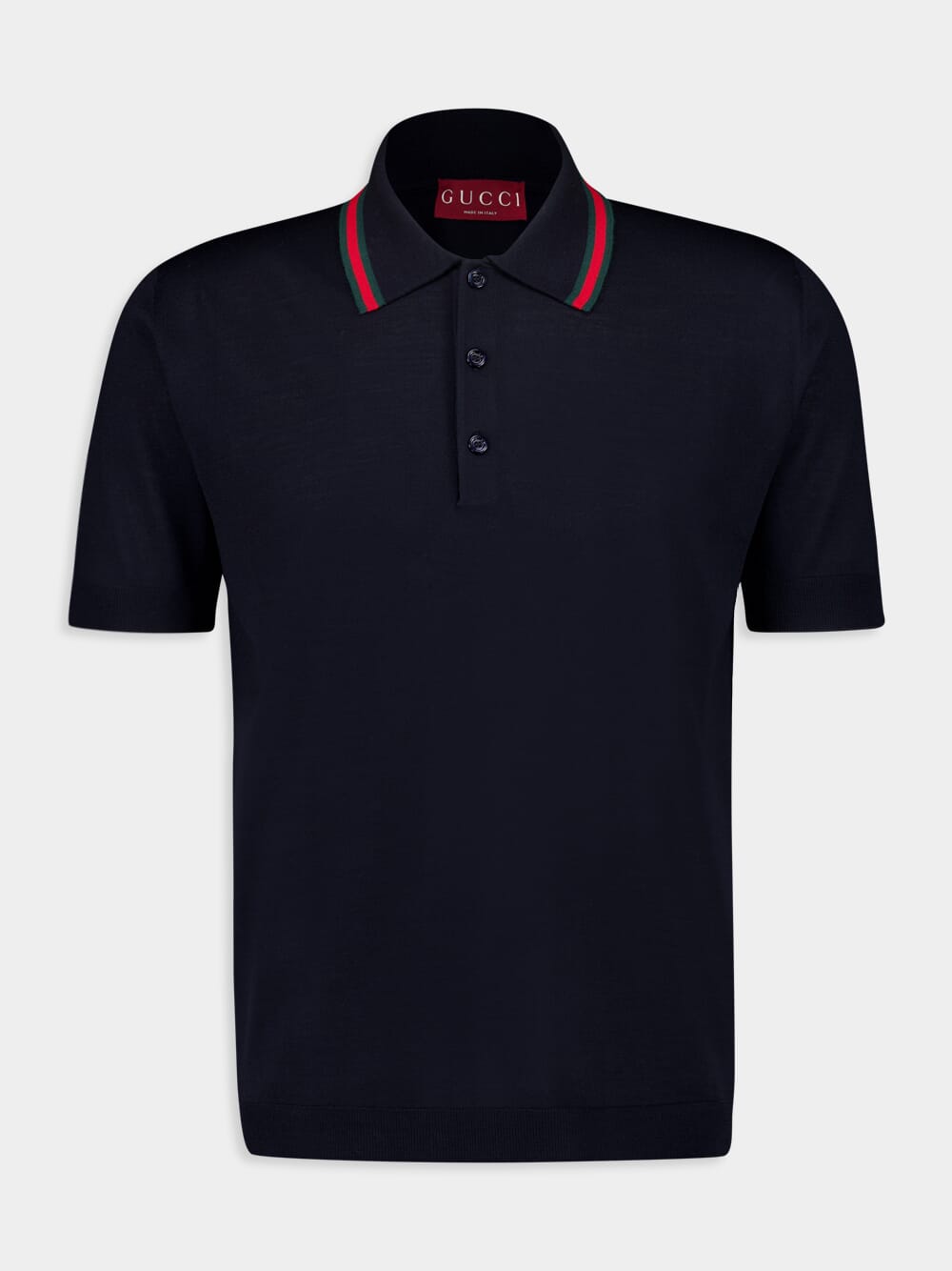 Dark Blue Wool Knit Polo Shirt