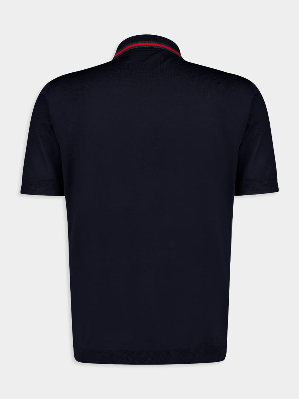 Dark Blue Wool Knit Polo Shirt