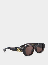 Gucci Low Nose Bridge Fit Tortoiseshell Oval Sunglasses